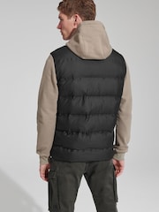 Black/Brown Jersey Sleeve Puffer Jacket - Image 4 of 11