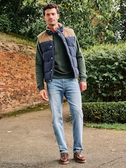 Navy Blue Borg Collared Corduroy Panel Gilet - Image 2 of 9