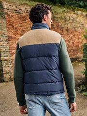 Navy Blue Borg Collared Corduroy Panel Gilet - Image 3 of 9