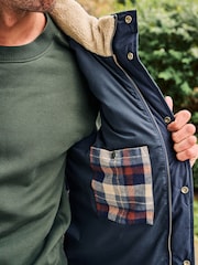 Navy Blue Borg Collared Corduroy Panel Gilet - Image 4 of 9