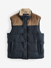 Navy Blue Borg Collared Corduroy Panel Gilet - Image 6 of 9