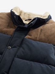Navy Blue Borg Collared Corduroy Panel Gilet - Image 8 of 9