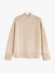 Camel Brown Premium Cashmere Soft Touch High Stand Neck Knitted Jumper - Image 6 of 6