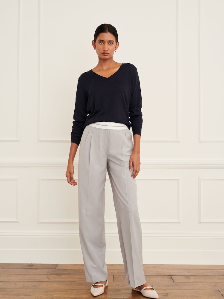 Navy Blue V-Neck Jumper - Image 2 of 7