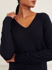 Navy Blue V-Neck Jumper - Image 5 of 7