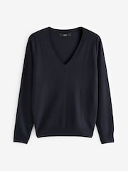 Navy Blue V-Neck Jumper - Image 6 of 7