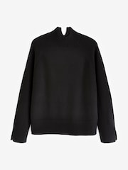 Black Premium Cashmere Soft Touch High Stand Neck Knitted Jumper - Image 6 of 6