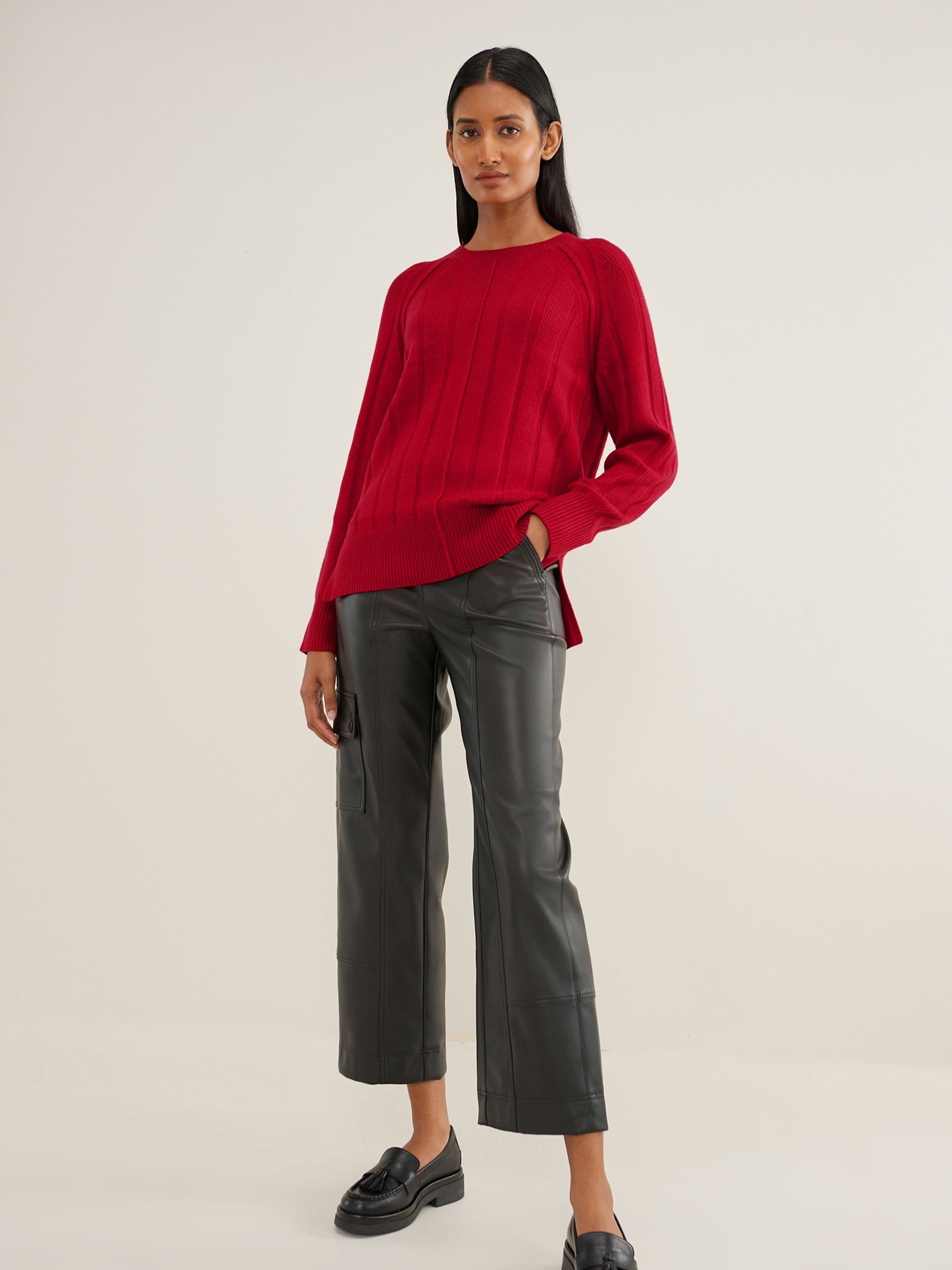Buy Red Ribbed Crew Neck Jumper from Next Luxembourg