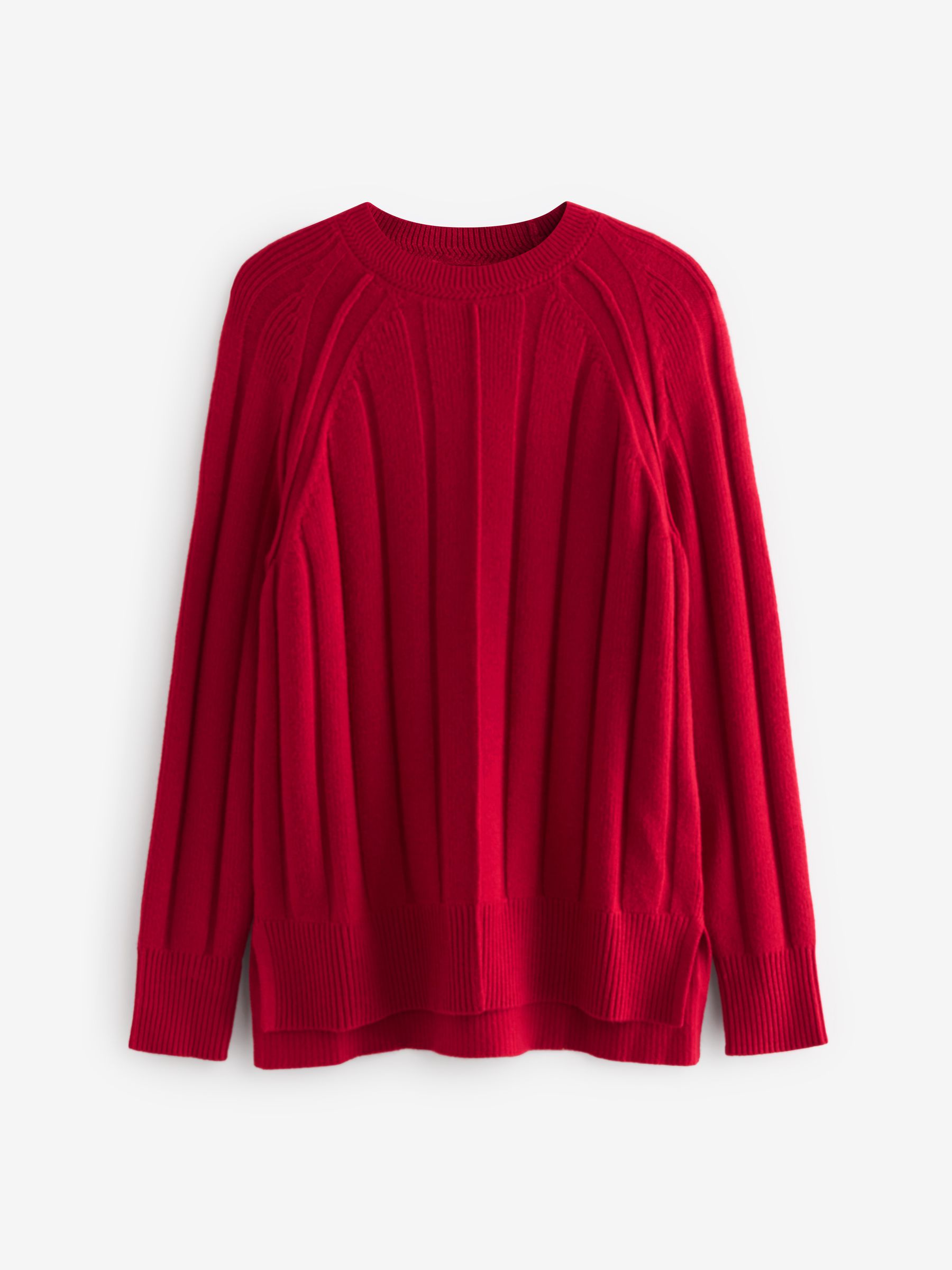 Buy Red Ribbed Crew Neck Jumper from Next Luxembourg