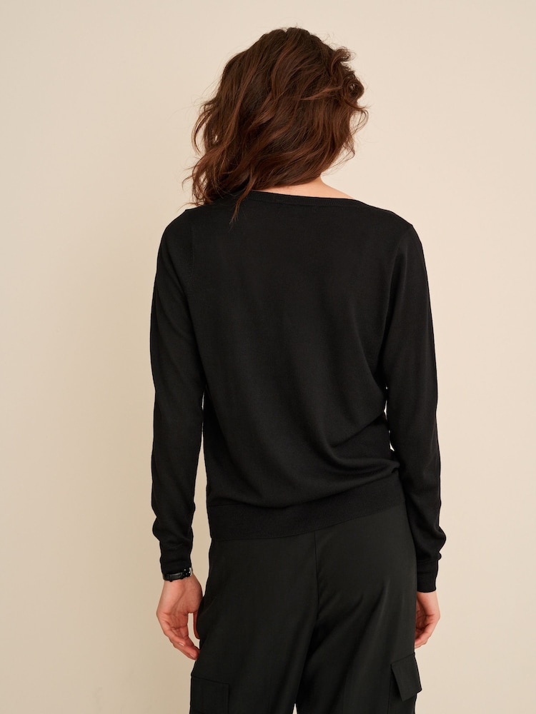 Black V-Neck Jumper - Image 2 of 7