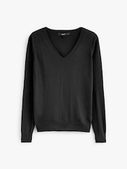 Black V-Neck Jumper - Image 6 of 7
