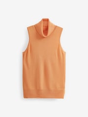 Orange Sleeveless Roll Neck Knitted Tank - Image 2 of 6