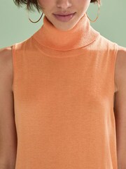 Orange Sleeveless Roll Neck Knitted Tank - Image 4 of 6