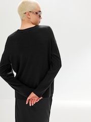 Schwarz - Kuscheliger, langärmeliger Pullover mit Rundhalsausschnitt - Bild 2 von 7