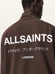 AllSaints Brown Underground Half Zip Sweat Top - Image 3 of 7