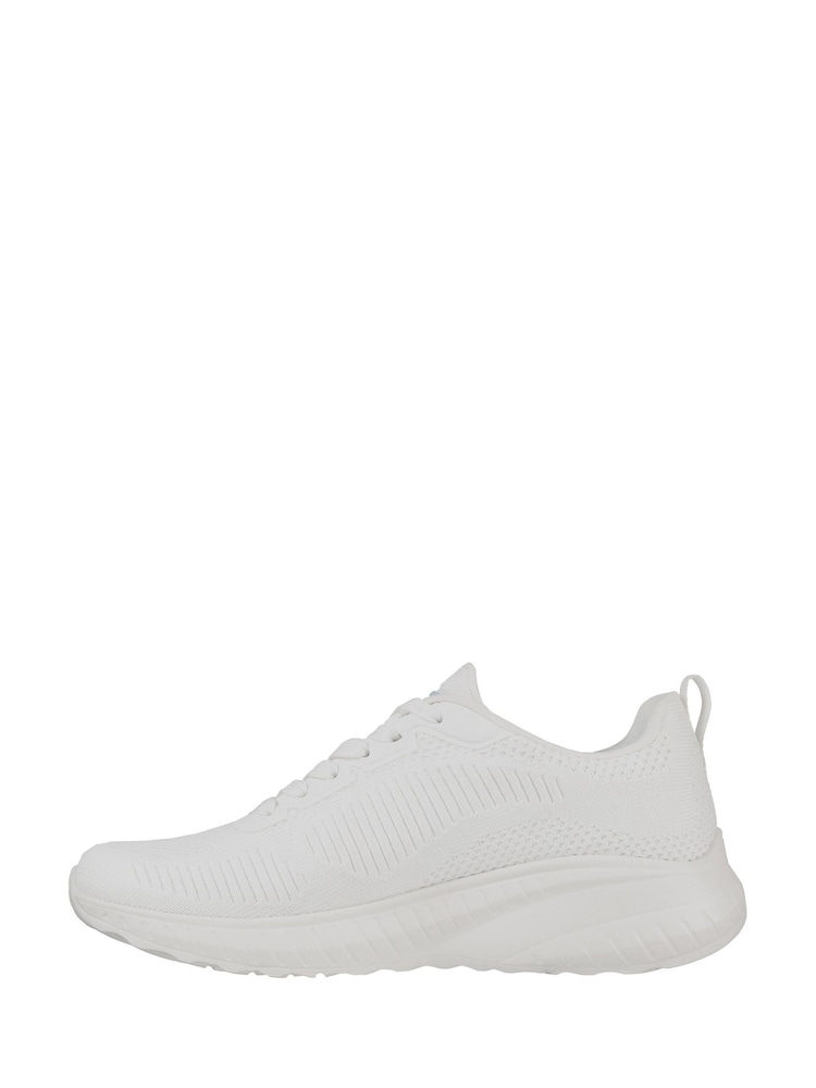 Skechers White Womens Bobs Squad Chaos Face Off Wide Fit Trainers - Image 2 of 5