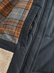 Navy Blue Square Quilted Parka Coat - Image 11 of 14