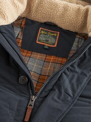 Navy Blue Square Quilted Parka Coat - Image 9 of 14