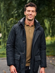 Black Shower Resistant Parka Coat - Image 1 of 12