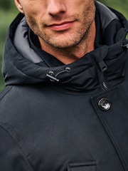 Black Shower Resistant Parka Coat - Image 5 of 12