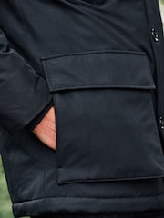 Black Shower Resistant Parka Coat - Image 6 of 12