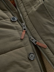 Khaki Green Square Quilted Parka Coat - Image 12 of 12