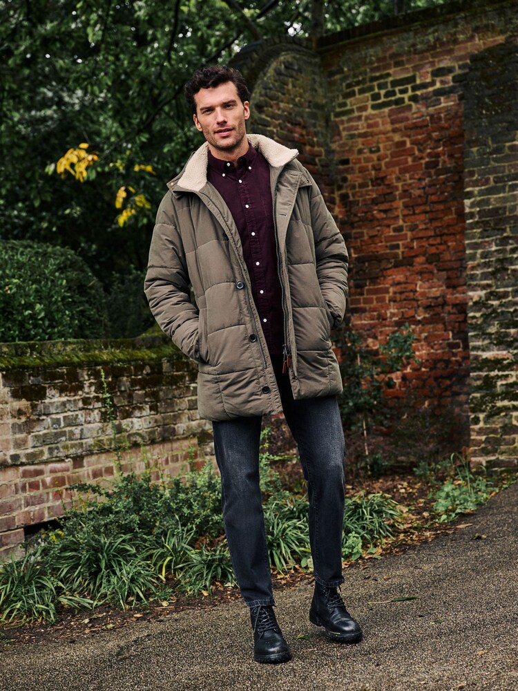 Khaki Green Square Quilted Parka Coat - Image 2 of 12