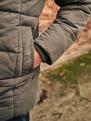 Khaki Green Square Quilted Parka Coat - Image 5 of 12