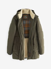 Khaki Green Square Quilted Parka Coat - Image 8 of 12