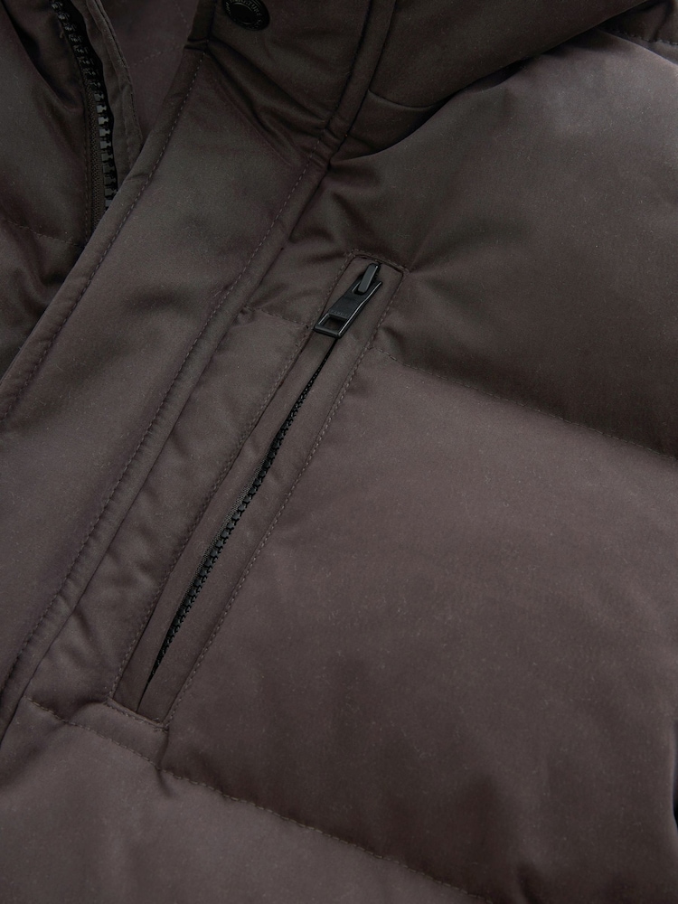 Black Signature Down Italian Wool Blend Longline Puffer Coat - Image 10 of 11