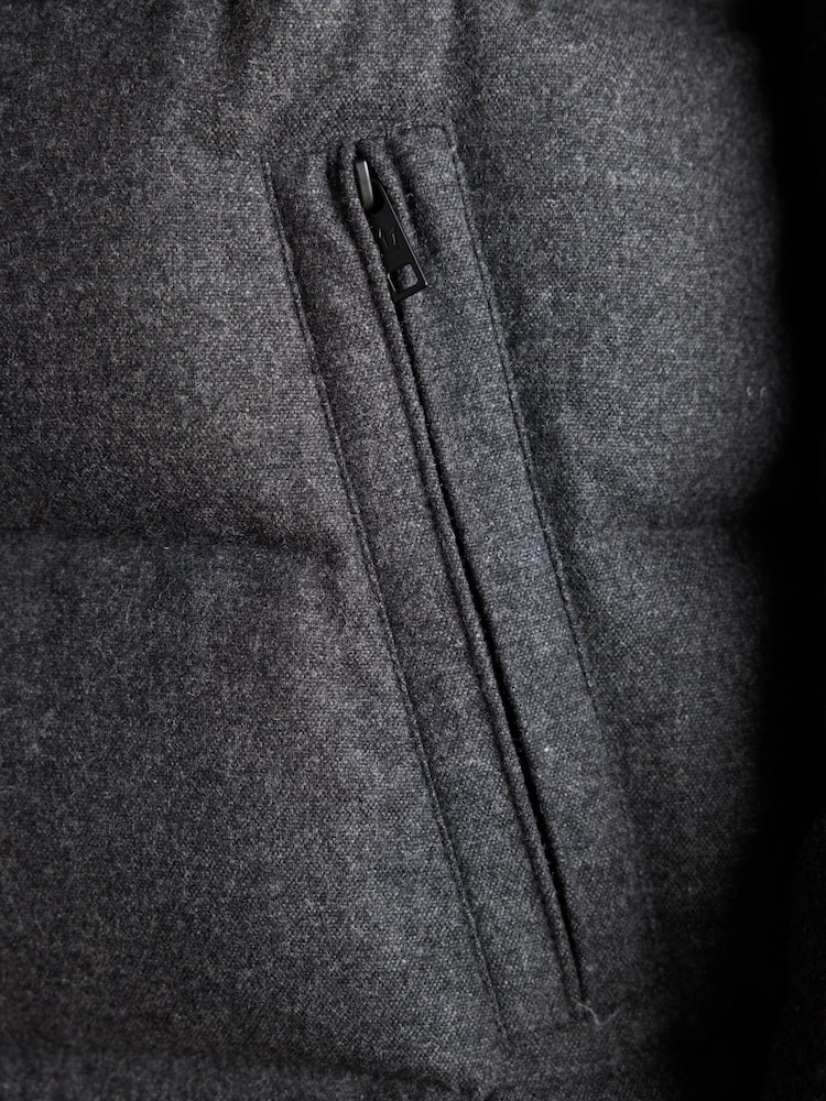 Black Signature Down Italian Wool Blend Longline Puffer Coat - Image 11 of 11