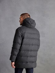 Black Signature Down Italian Wool Blend Longline Puffer Coat - Image 2 of 11