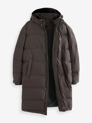 Black Signature Down Italian Wool Blend Longline Puffer Coat - Image 6 of 11