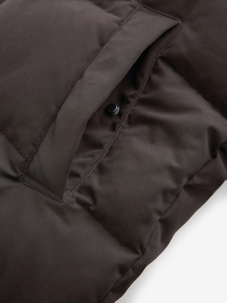 Black Signature Down Italian Wool Blend Longline Puffer Coat - Image 9 of 11