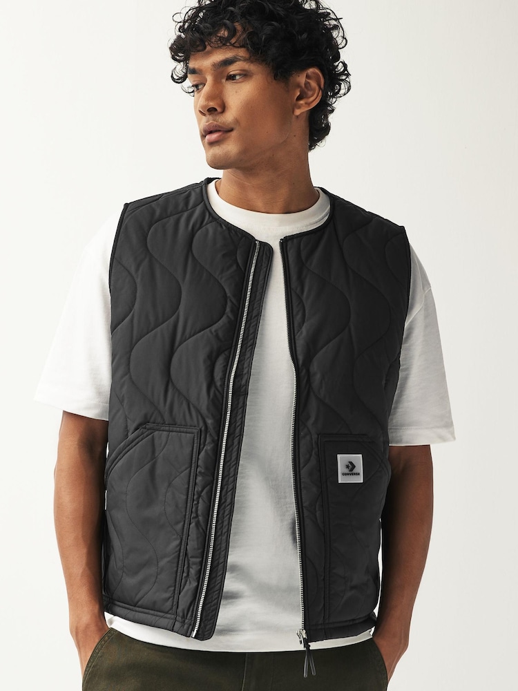 Converse Black Quilted Gilet - Image 1 of 2