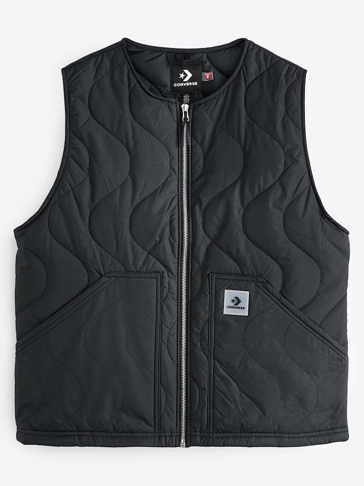 Converse Black Quilted Gilet - Image 2 of 2