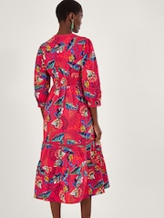 Monsoon Flavia Midikleid mit Federprint, Rot - Bild 2 von 4