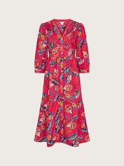 Monsoon Flavia Midikleid mit Federprint, Rot - Bild 4 von 4