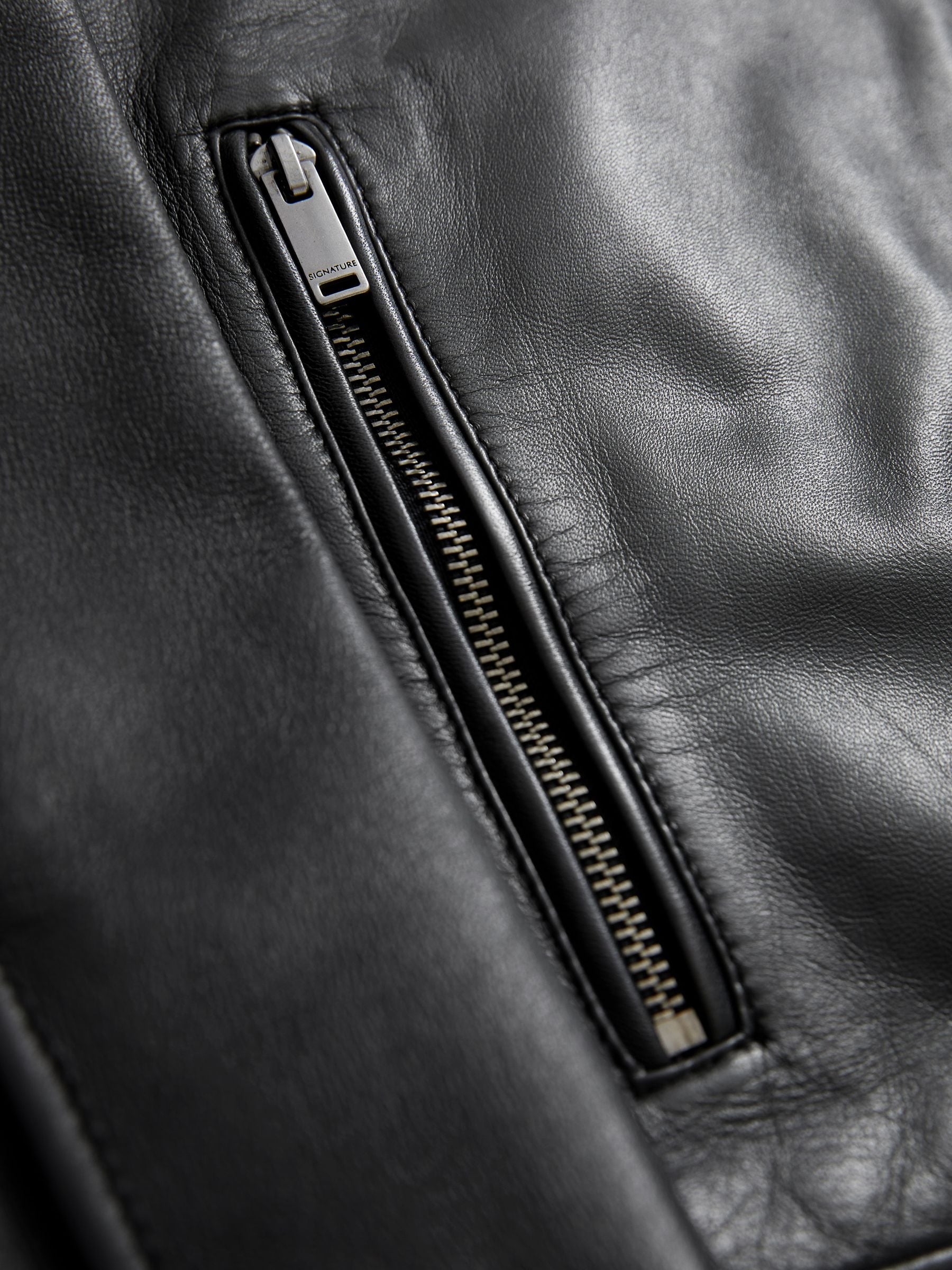 Black - Signature Leather Collared Jacket