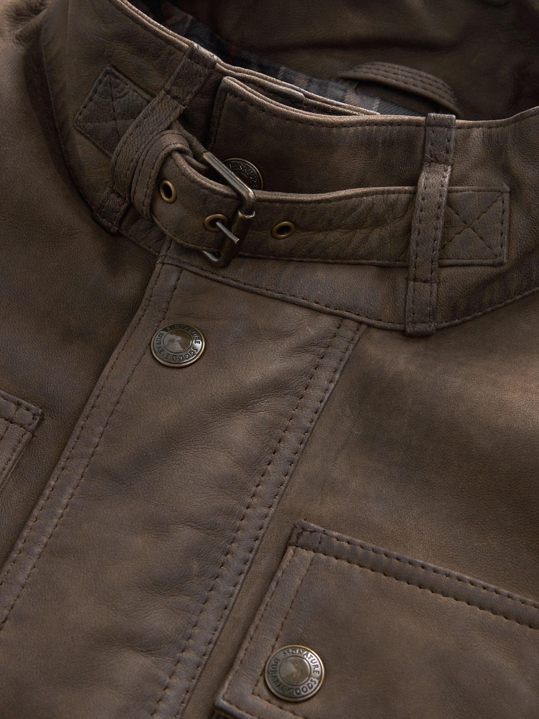Buy Brown Signature Four Pocket Leather Biker Jacket from Next USA