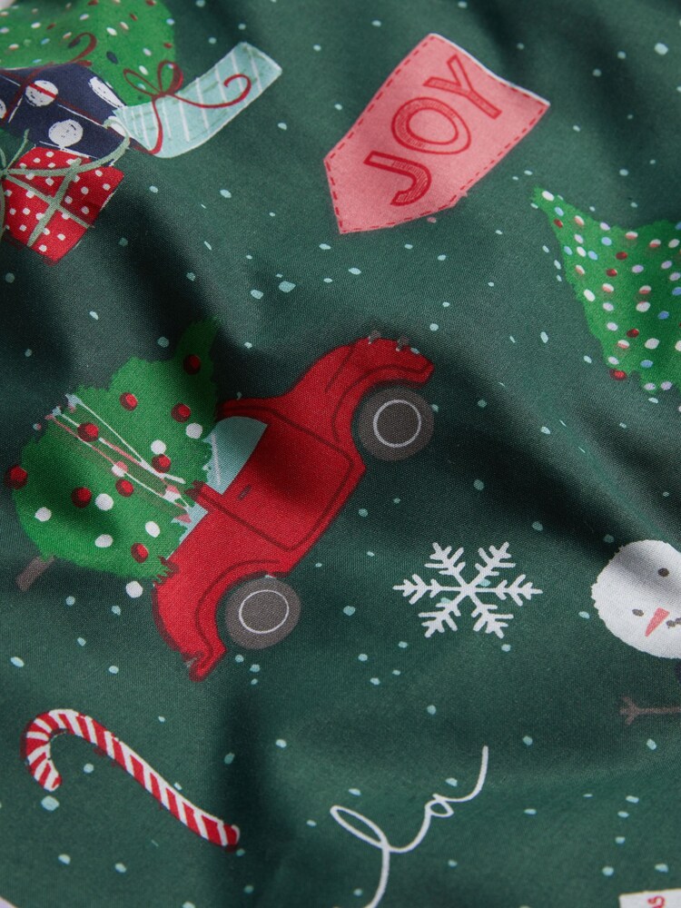 Green Festive Christmas Duvet Cover and Pillowcase Set - Image 5 of 6