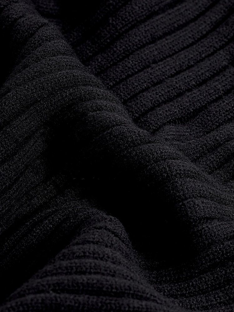Black Ribbed V-Neck Jumper - Image 6 of 6