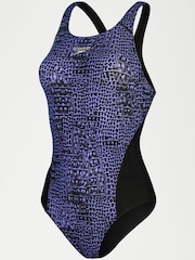 Speedo Womens Allover Digital Recordbreaker Black/Navy Swimsuit - Image 9 of 9