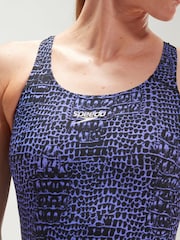 Speedo Womens Allover Digital Recordbreaker Black/Navy Swimsuit - Image 7 of 9