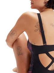 Speedo Womens Shaping Enlace Printed Black/Red Swimsuit - Image 6 of 9