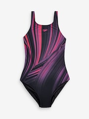 Speedo Womens Shaping Enlace Printed Black/Red Swimsuit - Image 7 of 9