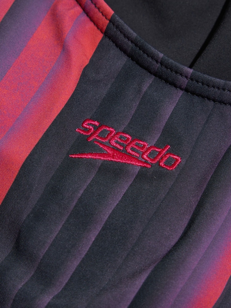 Speedo Womens Shaping Enlace Printed Black/Red Swimsuit - Image 9 of 9