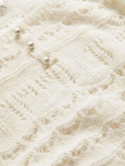 White Pointelle Square Neck Jumper - Image 2 of 6
