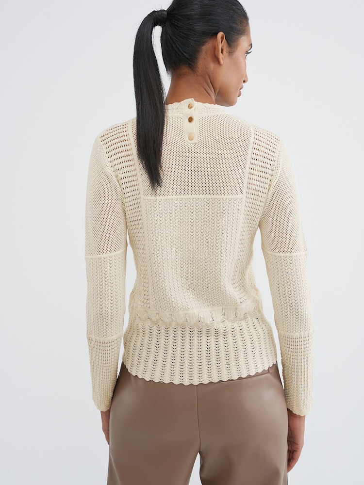 Blanc écru - Haut en maille sur l’ensemble - Image 3 of 7