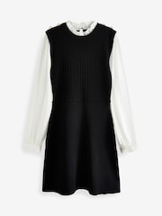 Black Knitted Pinafore Layer Dress - Image 5 of 6
